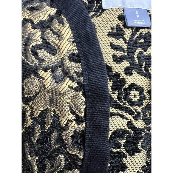 Women Brocade Jacket‎ Sz S Black Gold Open Front Formal Party Elegant Jacquard - Picture 5 of 7